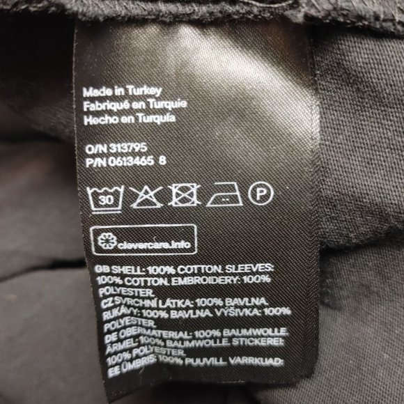 H&M Women's Black White Scalloped Eyelet Short Sleeve Scoop Neck Top LG - Picture 4 of 4